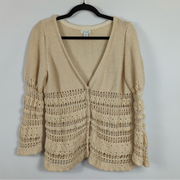 Sundance Cloudscape Cardigan Tan Beige Button Front Open Knit Size Medium - Picture 2 of 6